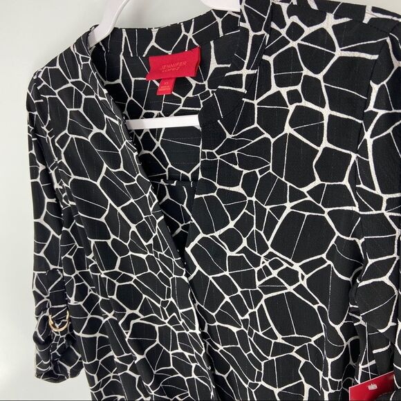 Jennifer Lopez Black Animal Print Drape Front Top NWT - Picture 5 of 14